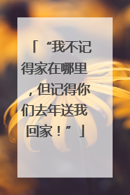 “我不记得家在哪里，但记得你们去年送我回家！”