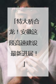 特大桥合龙！安徽这段高速建设最新进展！