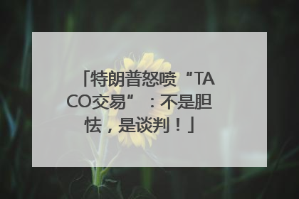 特朗普怒喷“TACO交易”：不是胆怯，是谈判！