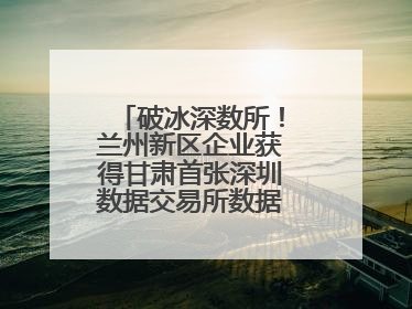 破冰深数所！兰州新区企业获得甘肃首张深圳数据交易所数据产权登记证书