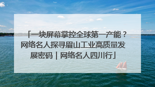 一块屏幕掌控全球第一产能？网络名人探寻眉山工业高质量发展密码｜网络名人四川行