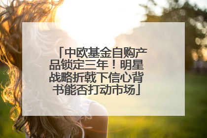 中欧基金自购产品锁定三年！明星战略折戟下信心背书能否打动市场