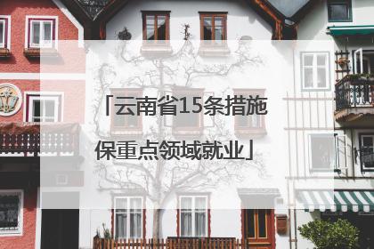 云南省15条措施保重点领域就业