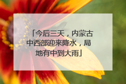 今后三天，内蒙古中西部迎来降水，局地有中到大雨