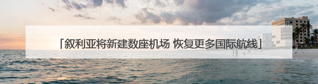 叙利亚将新建数座机场 恢复更多国际航线