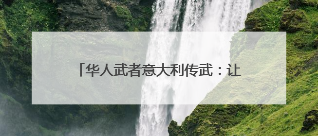 华人武者意大利传武：让武术成为一种生活方式