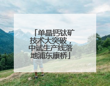单晶钙钛矿技术大突破，中试生产线落地浦东康桥
