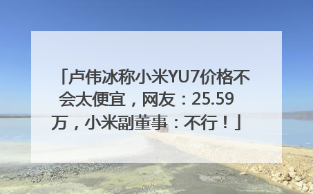 卢伟冰称小米YU7价格不会太便宜，网友：25.59万，小米副董事：不行！