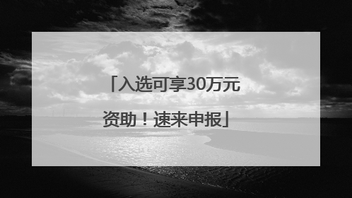 入选可享30万元资助！速来申报