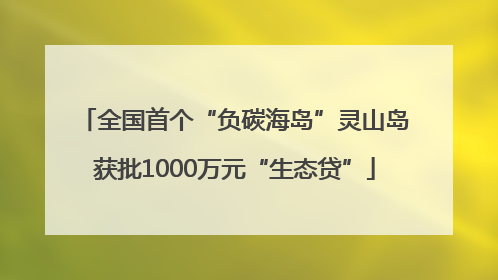 全国首个“负碳海岛”灵山岛获批1000万元“生态贷”