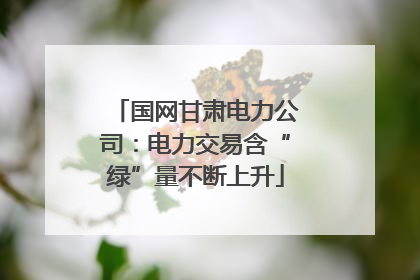 国网甘肃电力公司：电力交易含“绿”量不断上升