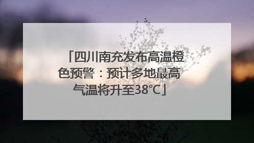 四川南充发布高温橙色预警：预计多地最高气温将升至38℃