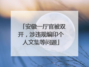 安徽一厅官被双开，涉违规编印个人文集等问题