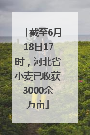 截至6月18日17时，河北省小麦已收获3000余万亩