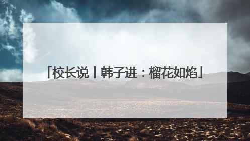 校长说丨韩子进：榴花如焰