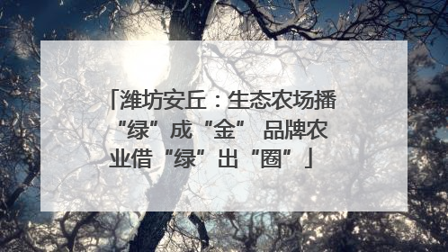 潍坊安丘：生态农场播“绿”成“金” 品牌农业借“绿”出“圈”
