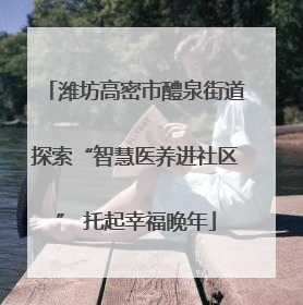 潍坊高密市醴泉街道探索“智慧医养进社区” 托起幸福晚年