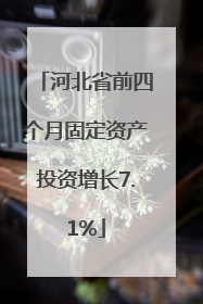 河北省前四个月固定资产投资增长7.1%