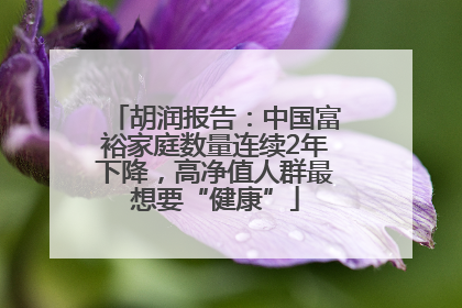 胡润报告：中国富裕家庭数量连续2年下降，高净值人群最想要“健康”
