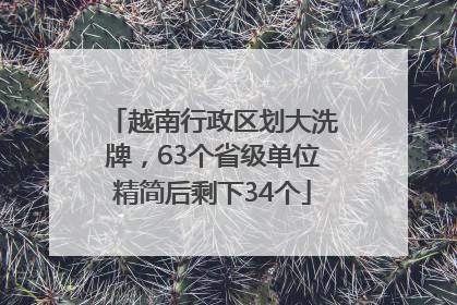 越南行政区划大洗牌，63个省级单位精简后剩下34个