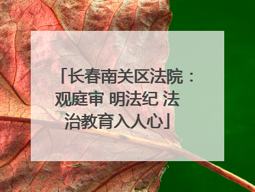 长春南关区法院：观庭审 明法纪 法治教育入人心