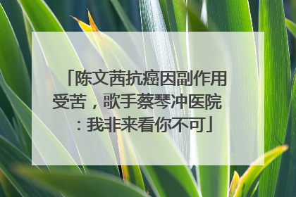 陈文茜抗癌因副作用受苦，歌手蔡琴冲医院：我非来看你不可