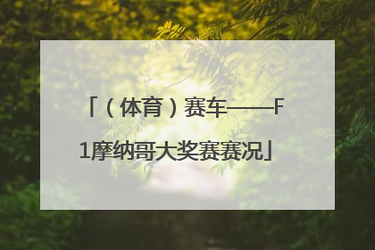 （体育）赛车——F1摩纳哥大奖赛赛况