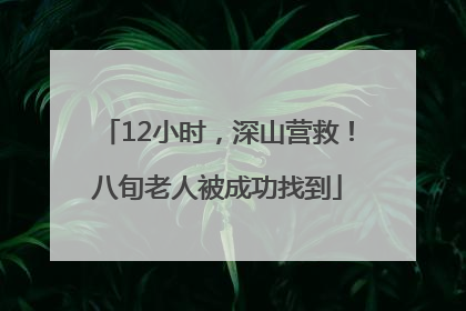 12小时，深山营救！八旬老人被成功找到