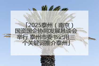 2025泰州（南京）国资国企协同发展恳谈会举行 泰州市委书记用三个关键词推介泰州